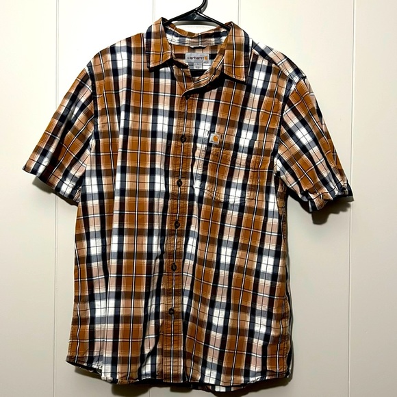 Carhartt Other - Carhartt Earth Tone Brown Plaid Short Sleeve Button Down Shirt Relaxed Fit L